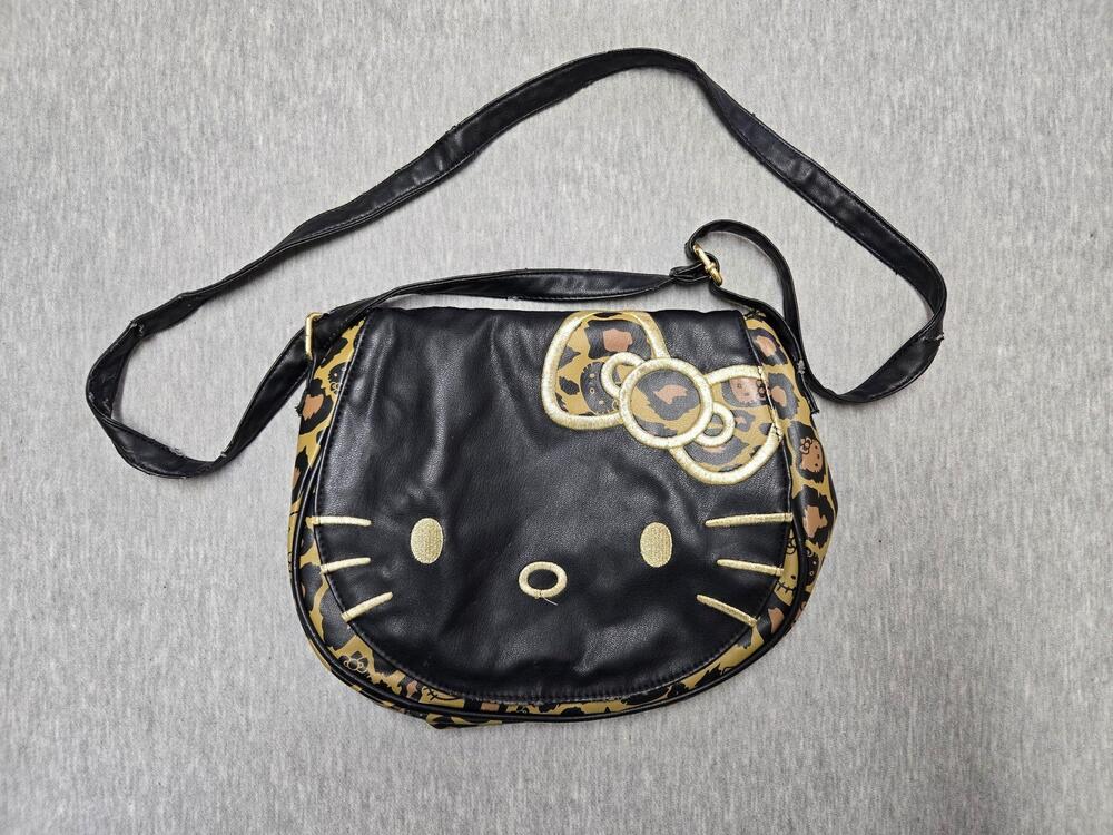 Loungefly Hello Kitty Crossbody Bag Womens Small Black Leopard Faux Leather